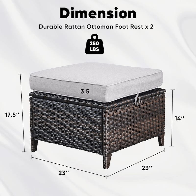 Outdoor Furniture Wicker Ottoman Patio Rattan Ottomans