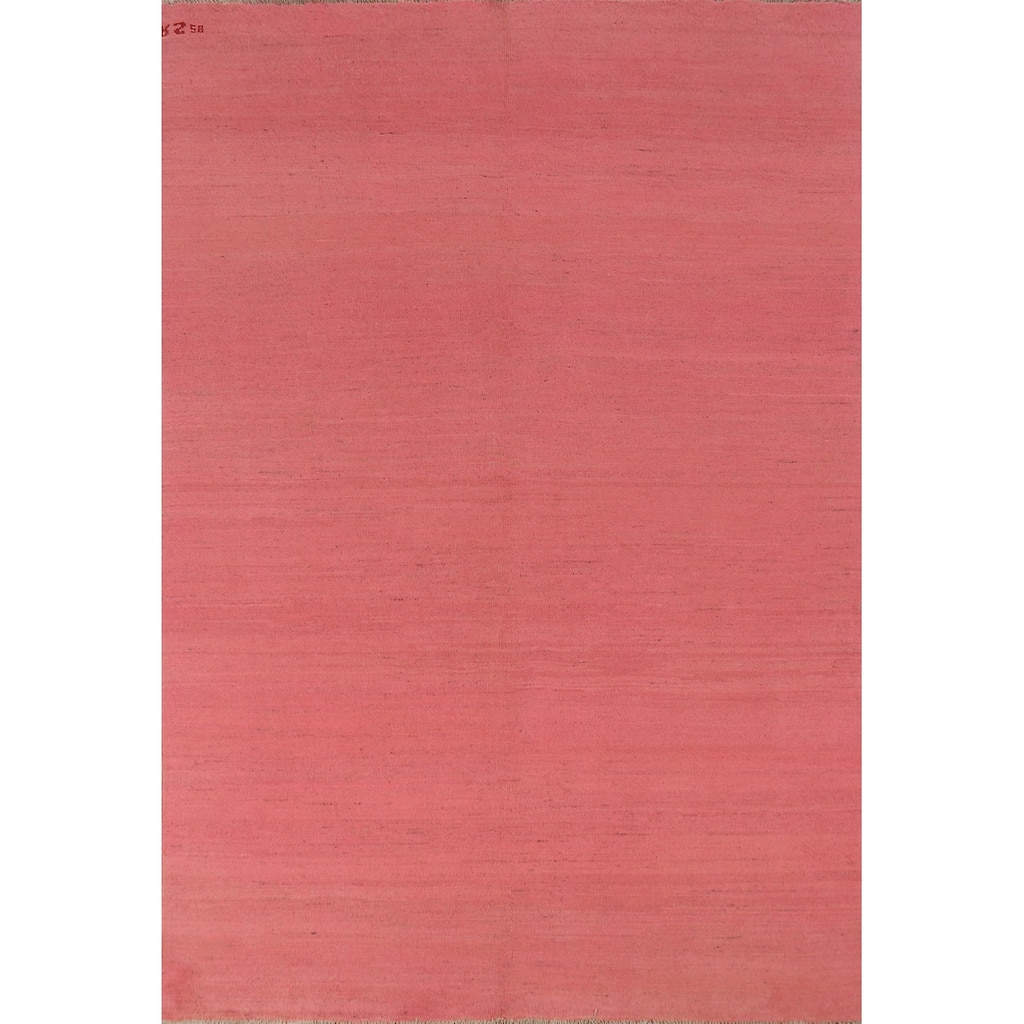 Light Pink Gabbeh Modern Area Rug Hand-Knotted Wool Carpet - 5'9"x 7'10"