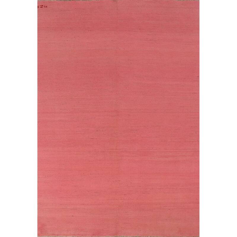Light Pink Gabbeh Modern Area Rug Hand-Knotted Wool Carpet - 5'9"x 7'10"