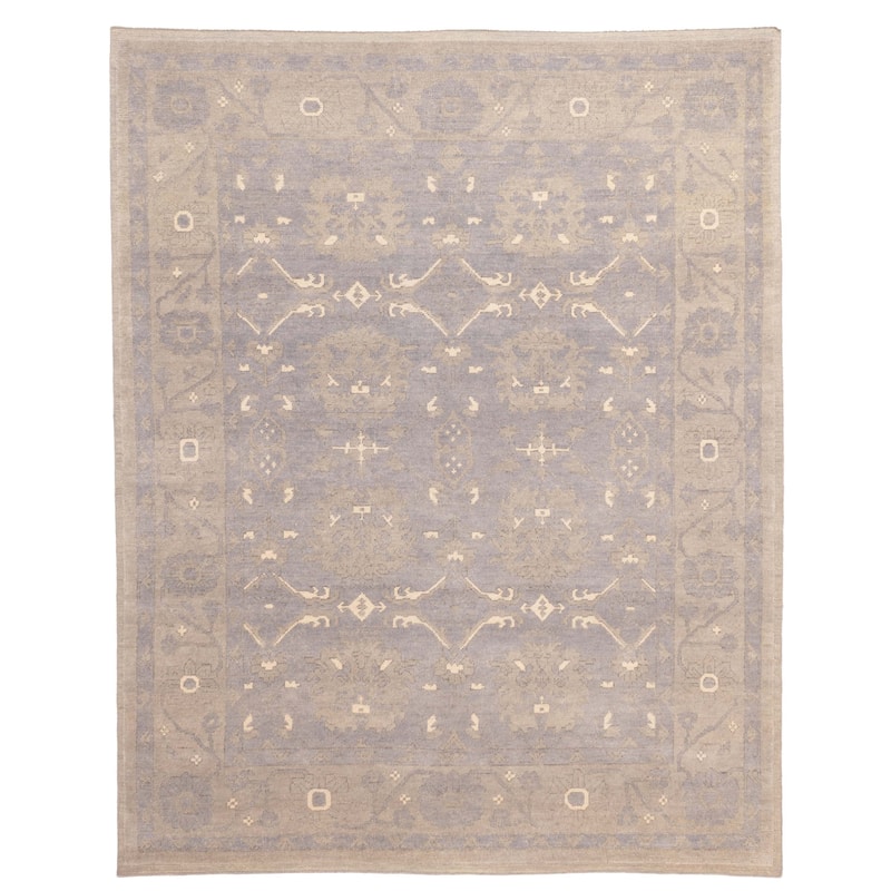 ECARPETGALLERY Hand-knotted Modern Oushak Grey, Light Denim Blue Wool Rug - 8'0 x 10'1