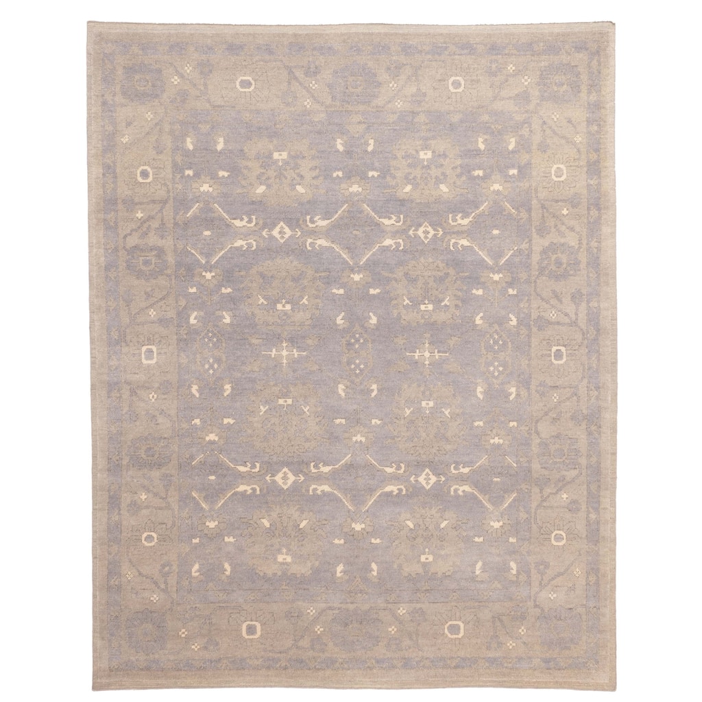 ECARPETGALLERY Hand-knotted Modern Oushak Grey, Light Denim Blue Wool Rug - 8'0 x 10'1
