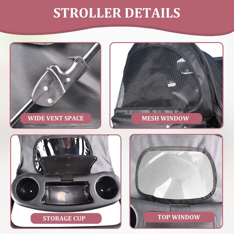 GOOPAWS 4 Wheel Travel Pet Stroller