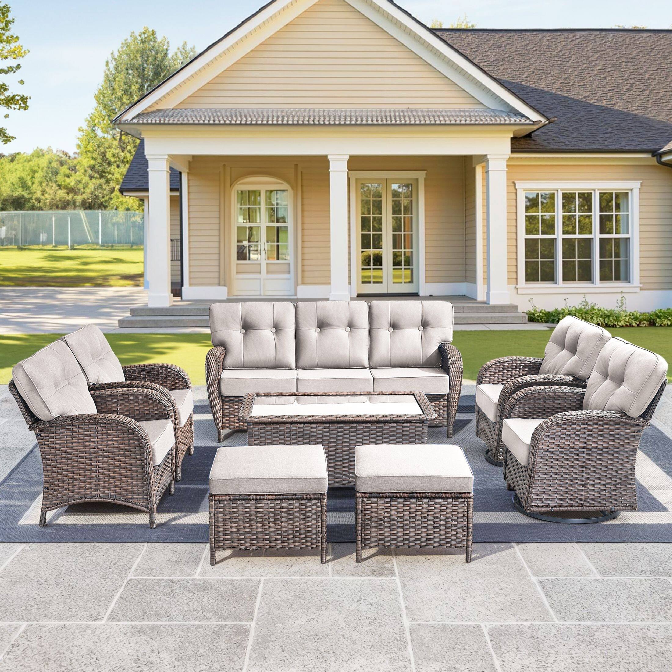 Option Brown Wicker & Beige cushion
