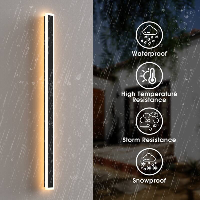 YANSUN Outdoor Wall Light, Rectangular Design, 3000K and 6000K LED, Satin Black Finish for Versatile Exterior Lighting