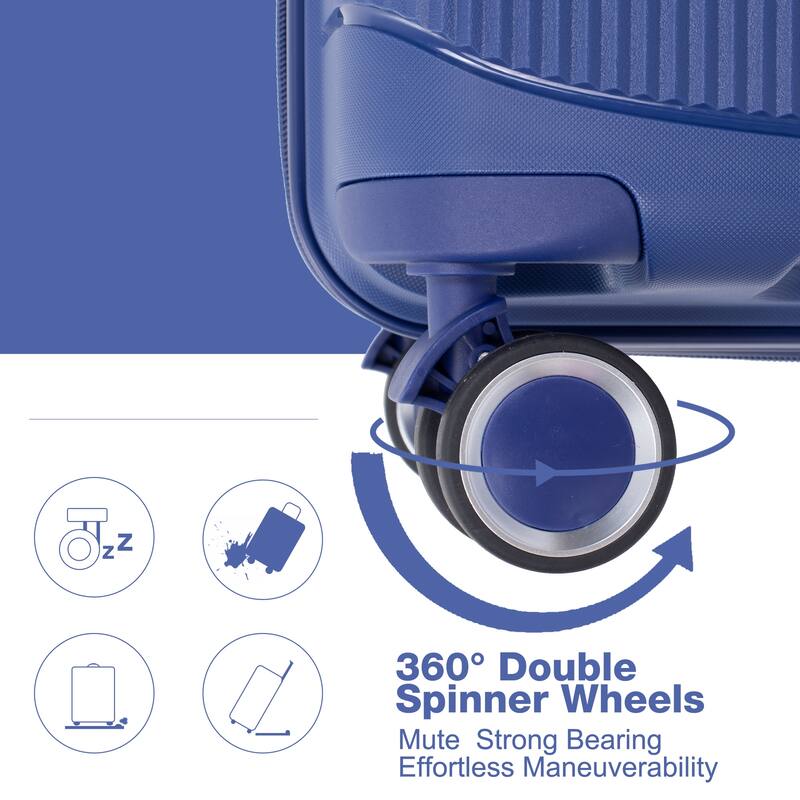 Durable Polypropylene Hardshell Suitcase Set with 360° Spinner Wheels & TSA Lock (20/24/28)