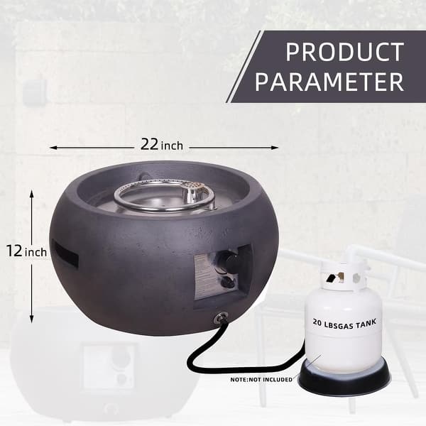 Faux Concrete Texture Round Dark Propane Outdoor Fire Pit - Bed Bath ...