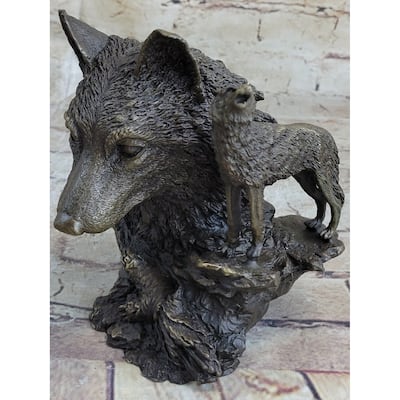 Signed Milo Deco European Wolf Bronze Sculpture Figure Figurine Hot Cast Decor