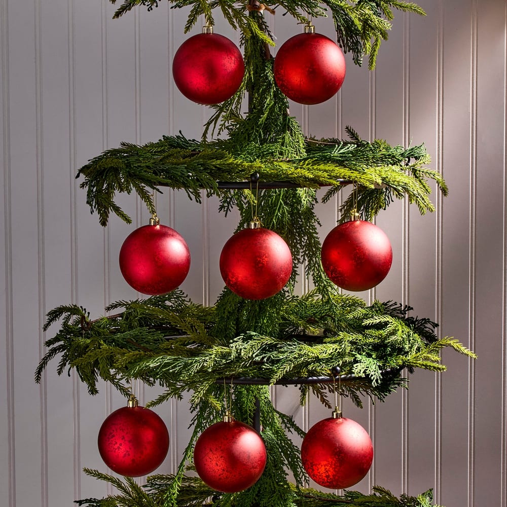 100mm Shatterproof Plastic Matt Mercury Ball Ornament Set of 2