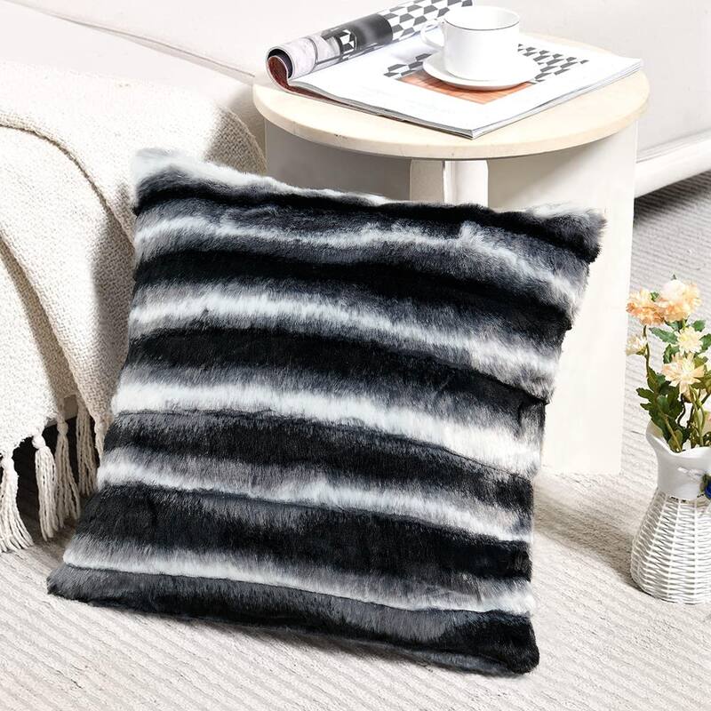 Decorative Printed fauxfur Throw Pillow Covers Set of 2, NO INSERT