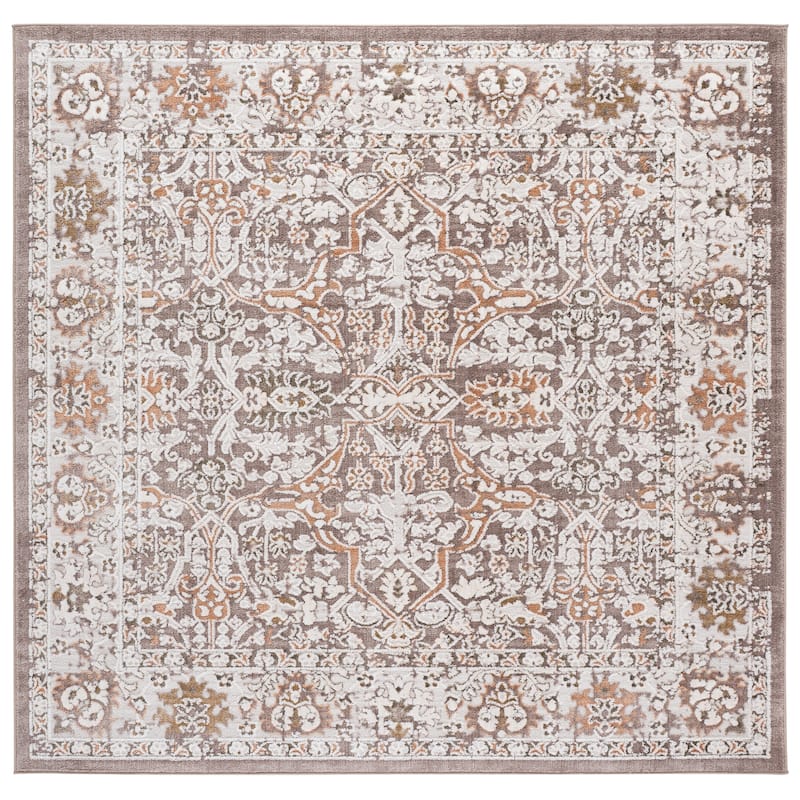 SAFAVIEH Leonette Saaskia Vintage Distressed Rug - 6'7" Square - Brown/Ivory