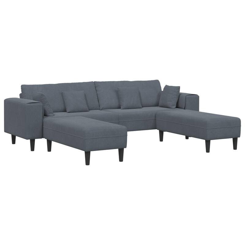 vidaXL Velvet Sofa with Cushion with Pillow Black/Dark Grey 208 cm Velvet
