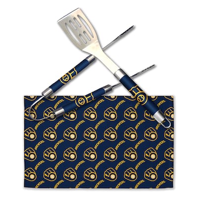 MLB Milwaukee Brewers 3-Piece BBQ Utensil Set 17.25 6 11 x 18 Inches