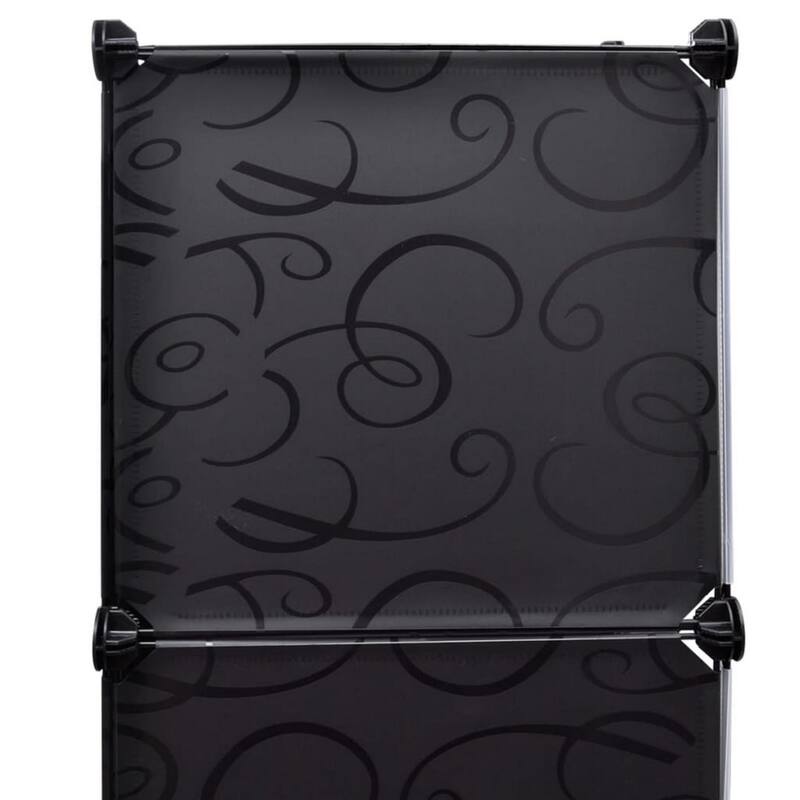 Modular Cabinet, 8 Storage n Hanging Compartments, Black White 59 Inch