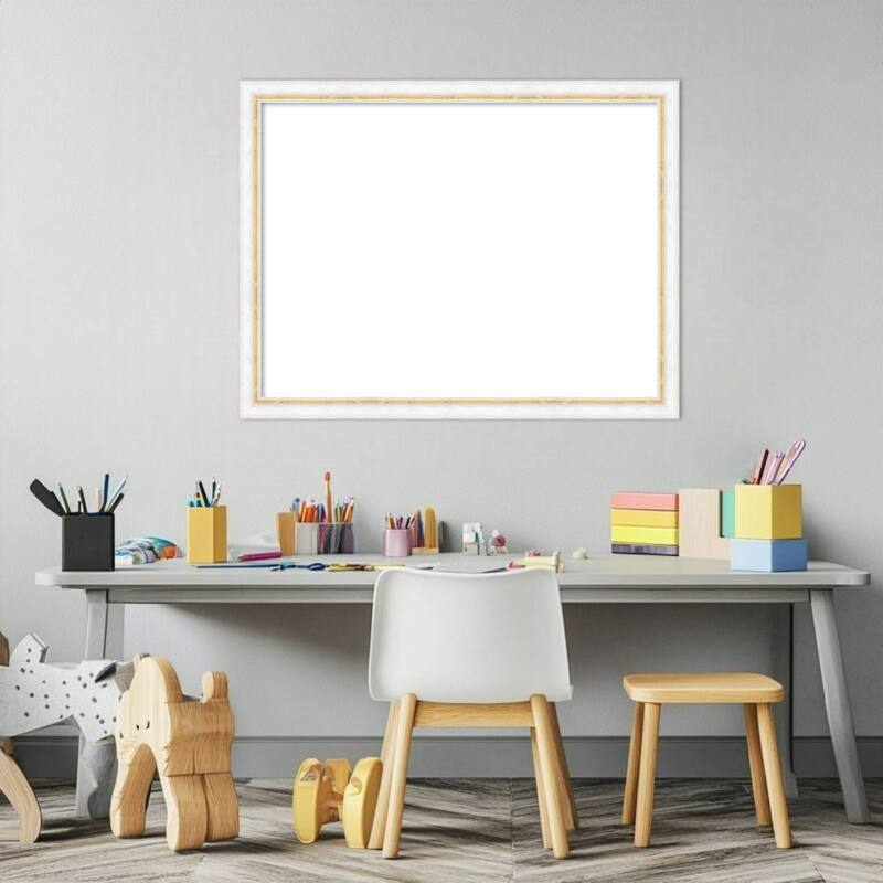 Amanti Art Morgan White Blue Framed Dry Erase Magnetic Board