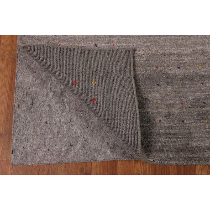 Earth Tone Gabbeh Indian Area Rug Silk Carpet - 8'0" X 9'9"