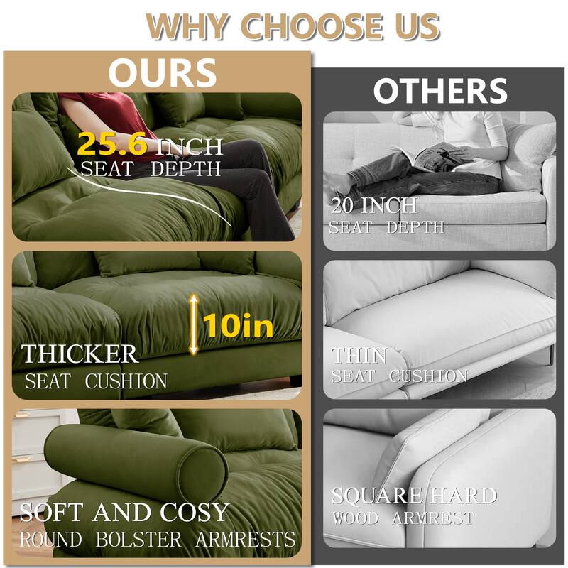 Modern Velvet L-Shaped Sofa for Living Room, 166" Luxury Oversized Sectional Couch with Ottomans, Tufted Deep Seat Sofa