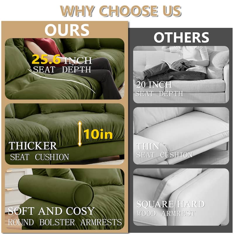 U-Shaped Velvet Sectional Sofa Set with Ottoman, 130" 3-Seater Modular Sofa withRound Armrests, Modern Upholstered Couch