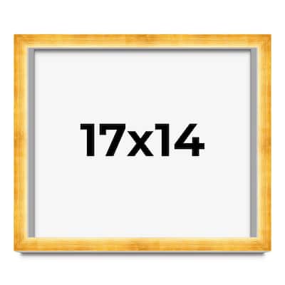 17x14 Shadow Box Frame Gold | 1.625 Inches Deep Real Wood Traditional
