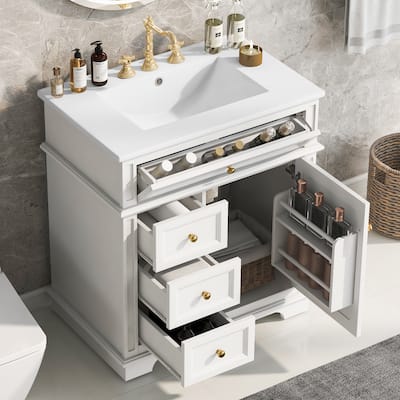 Christopher Knight Home - Beauchamp Freestanding 30-Inch Bathroom Vanity with Sink and Ample Storage