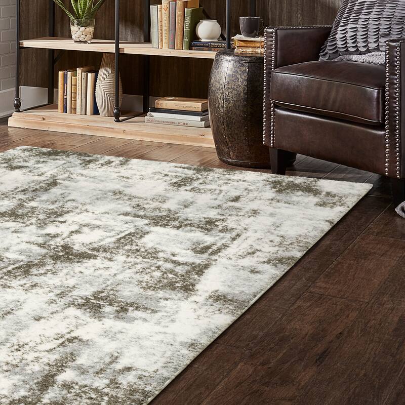 Vannes Marbled Abstract Ivory/Gray Area Rug