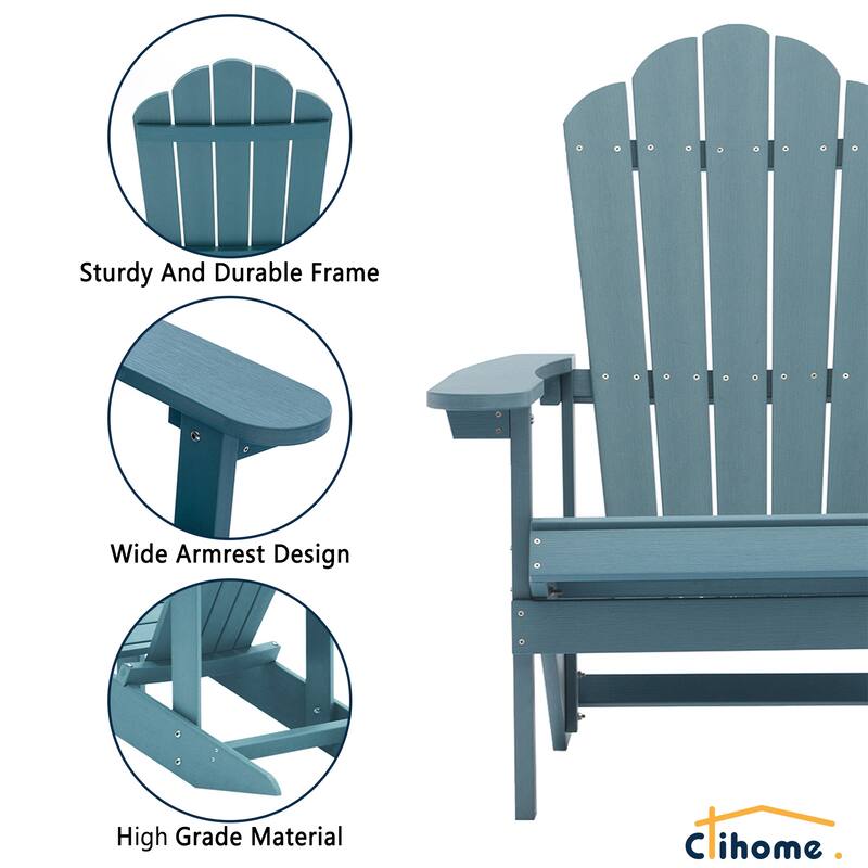 Clihome Outdoor Patio Slat HIPS Adirondack Chair