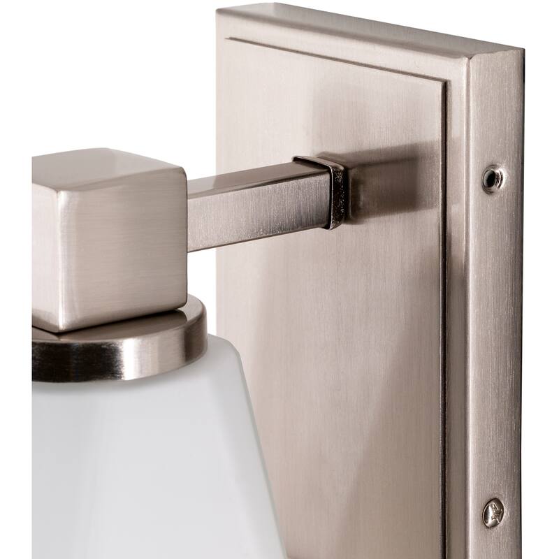 Hadlee Modern Nickle & Frosted Glass Wall Sconce - 8.75"H x 4.25"W x 6"D