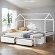 preview thumbnail 2 of 13, White Twin XL/King Metal House Bed with 2 Drawers