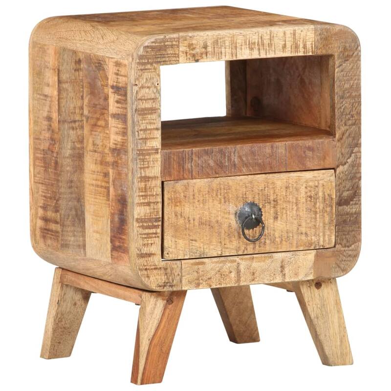vidaXL Cabinet Nightstand Side End Table with Solid Wood Legs for Bedroom - 11.8" x 11.8" x 16.1"
