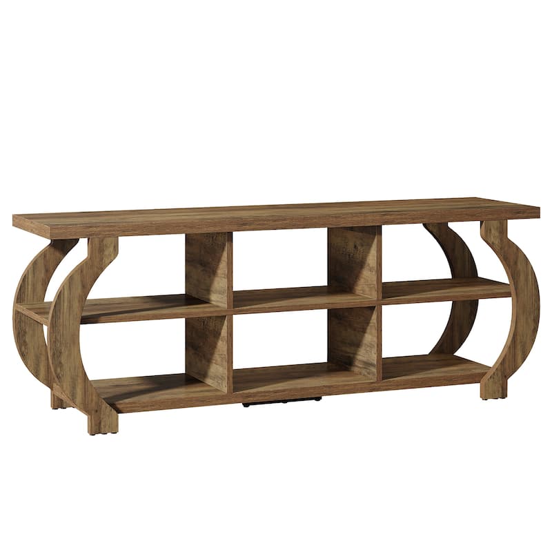 63" TV Stand, Media TV Console with Storage Shelves for Living Room, Wood Entertainment Center for 55/60/65/75-Inch TVs