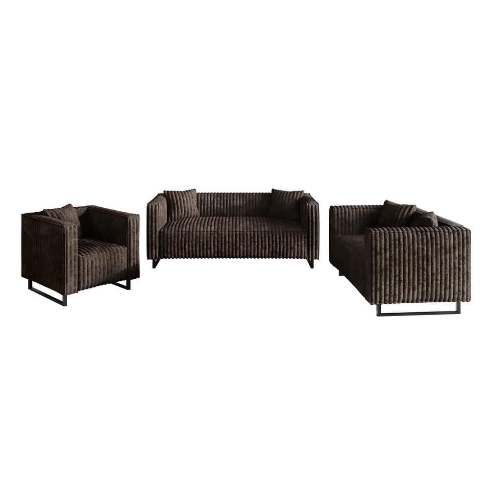 CraftPorch Mid Century Modern 3- Pieces Upholstered Living Room Set