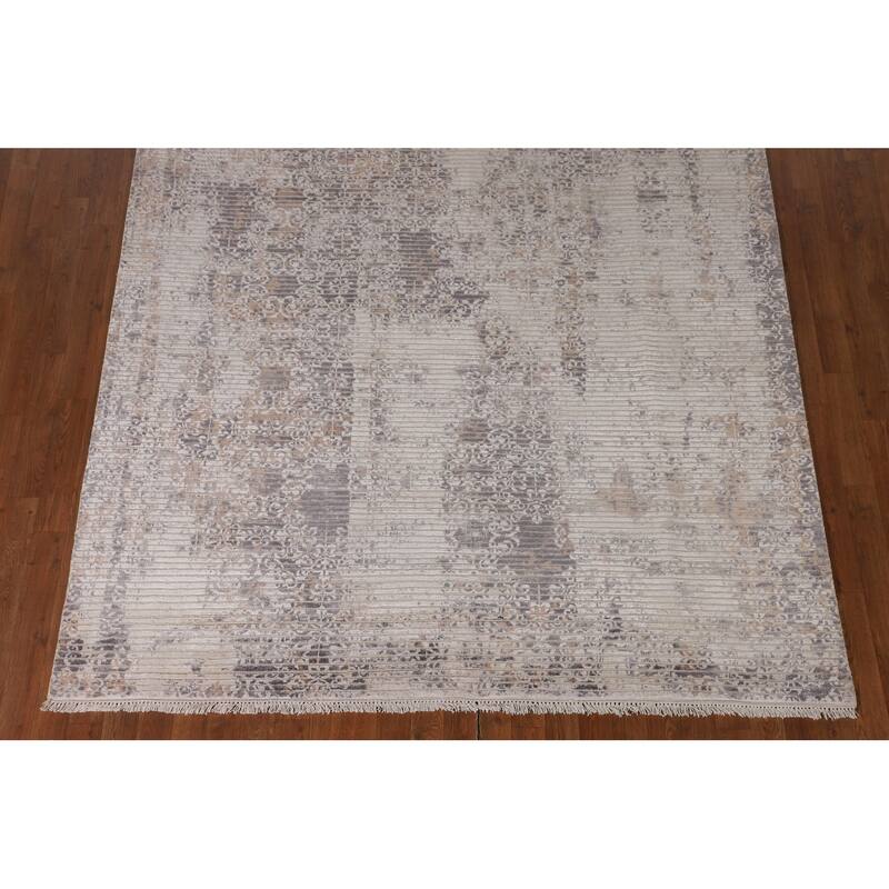 Beige Modern Area Rug Hand-Knotted Abstract Wool Carpet - 6'6"x 9'9"