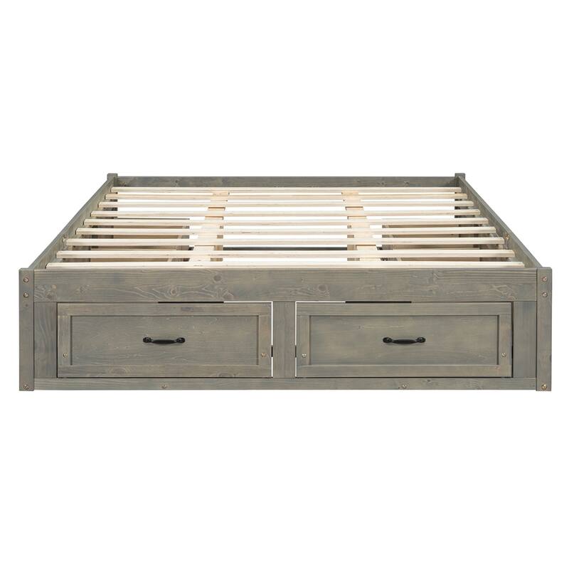 Queen Size Platform Bed with 6 Storage Drawers