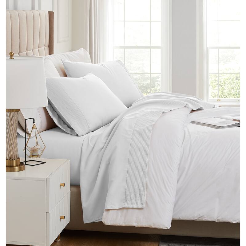 Vilano 21-inch Extra Deep Pocket 4-Piece Bed Sheet Set with Pleated Hem - Twin XL - Bright White