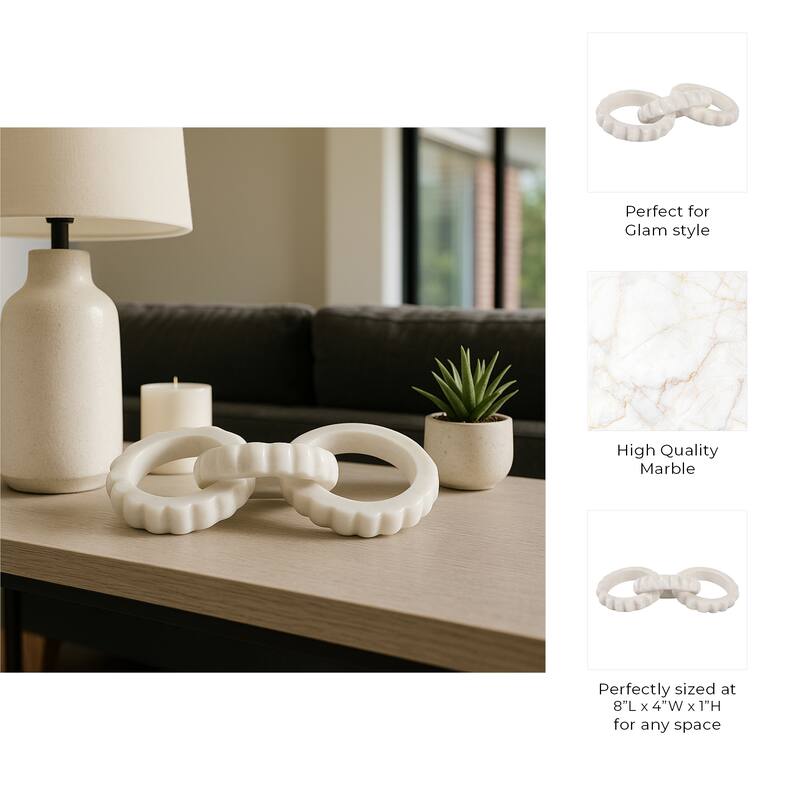 Carved Marble Chain Decorative Objects Home Decor - 8" White - 8.0"