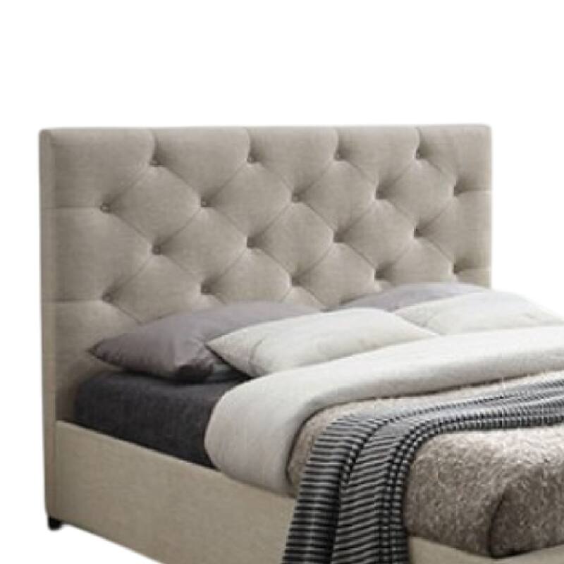 Sya Twin Size Bed w Button Tufted Upholstery, Underbed Storage, Beige