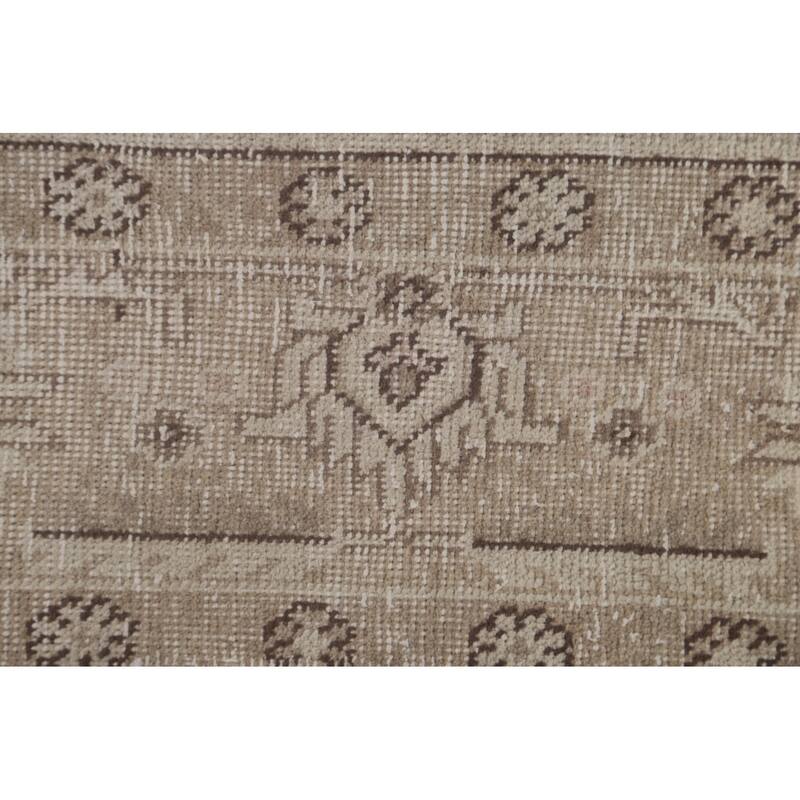 Distressed Geometric Tabriz Persian Antique Rug Handmade Wool Carpet - 6'4"x 9'5"