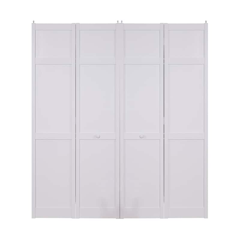 Seabrooke Shaker Style White PVC 72-inch Double Bifold Door