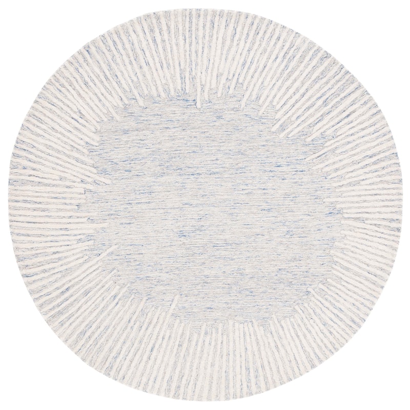 SAFAVIEH Handmade Abstract Deema Modern Wool Rug - 6' Round - Blue/Ivory - Round