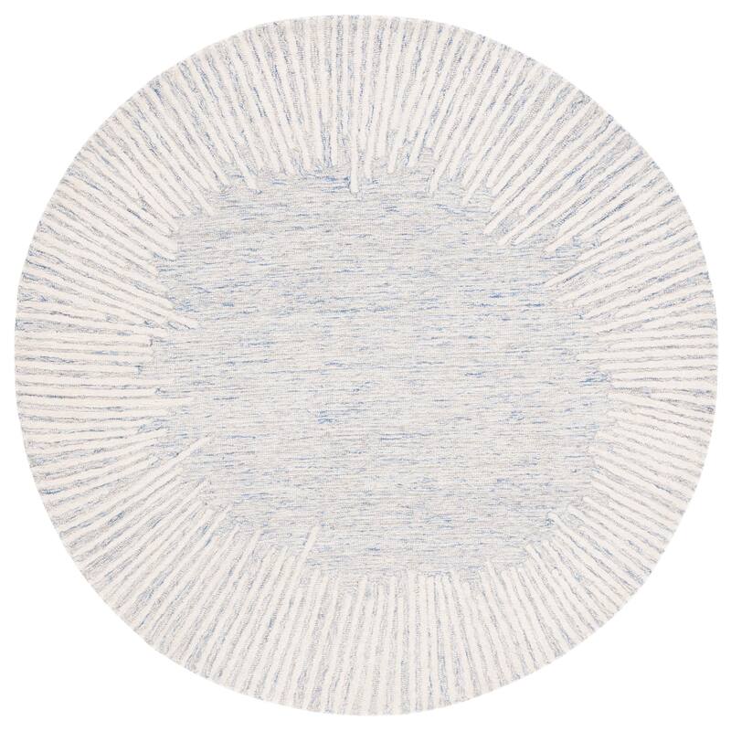SAFAVIEH Handmade Abstract Sofoula Modern Wool Rug - 6' Round - Blue/Ivory
