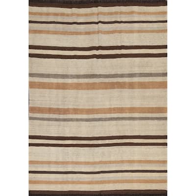 Natural Dye Kilim Oriental Wool Area Rug Flat-weave Home Decor Carpet - 4'8" x 6'4"