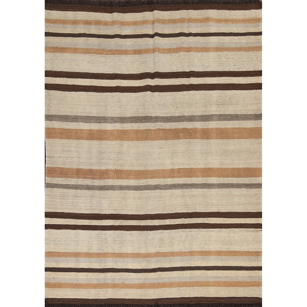 Natural Dye Kilim Oriental Wool Area Rug Flat-weave Home Decor Carpet - 4'8" x 6'4"