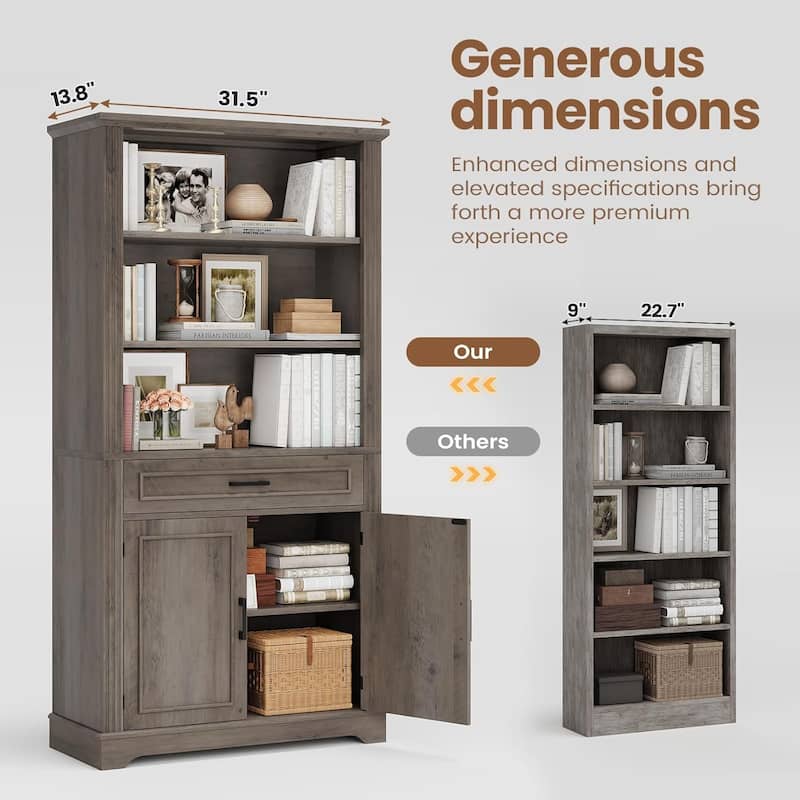 Bookshelves Bookcases with Doors and Drawer 6 Bookshelf Storage