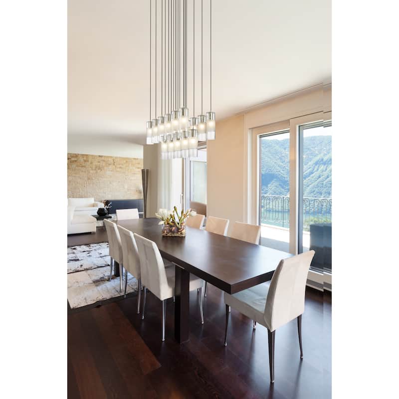 Alton 17 Light Linear Chandelier in Brushed Nickel - Brushed Nickel
