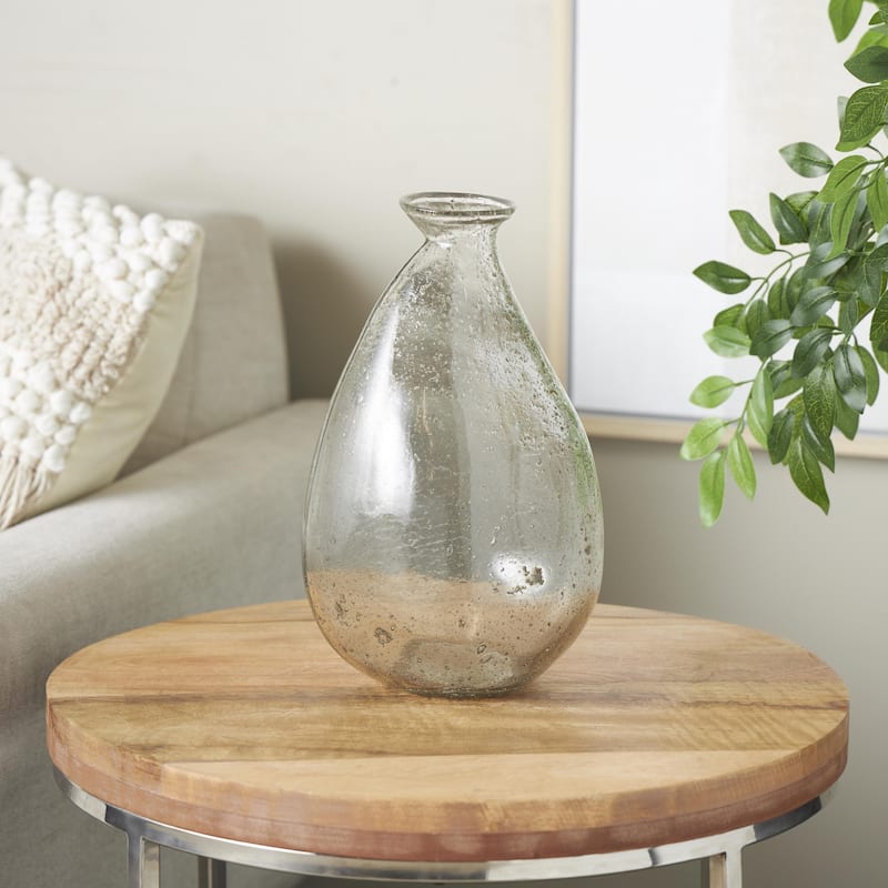 Glass Speckled Vase with Brown Accents - Clear - Roche River Decor