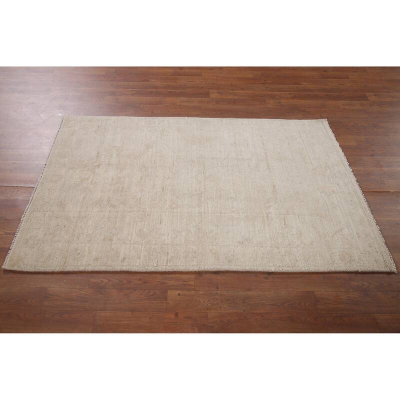 Hand Knotted Oriental 100% Wool Carpet Transitional All-Over Beige & Ivories Oushak Area Rug - 5' 0'' X 3' 2''