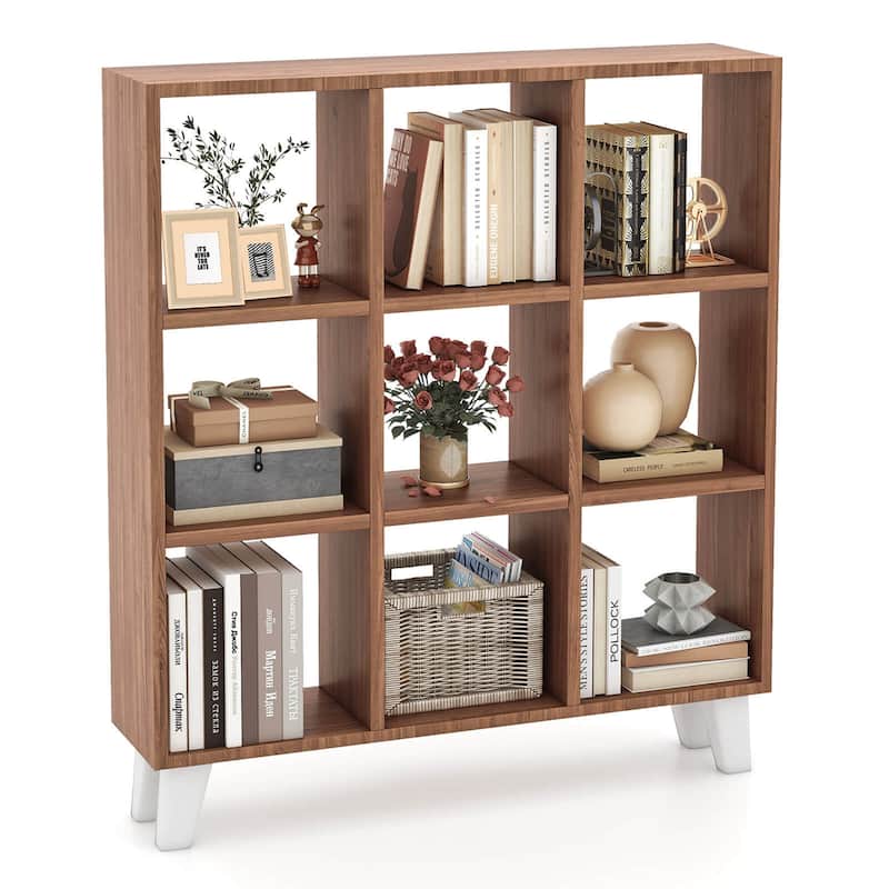 Costway 1 PCS 9-Cube Bookcase with 6 Removable Shelves Raised Support - 1 PCS