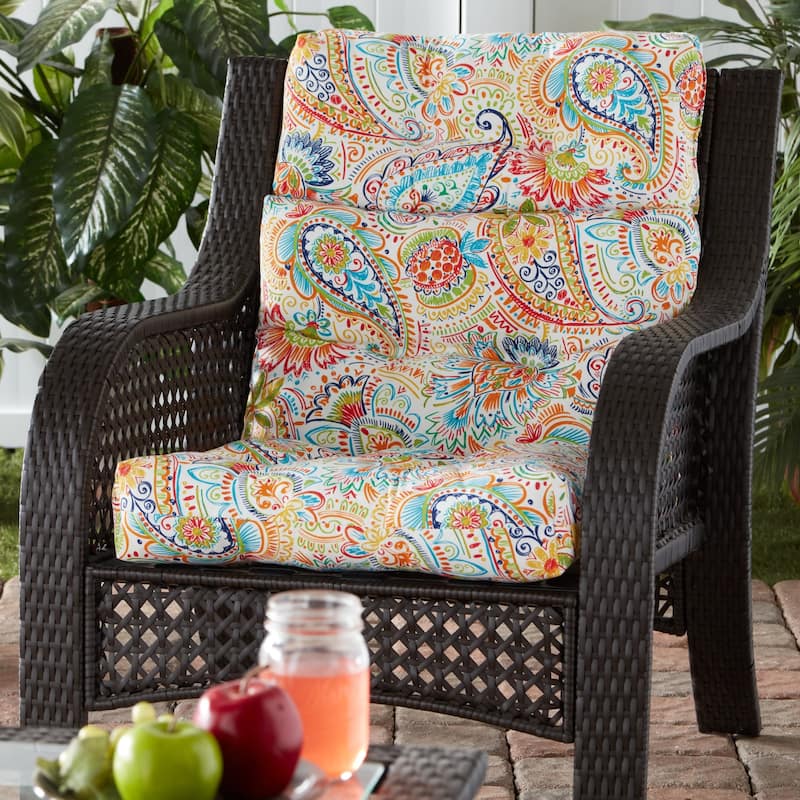 Greendale 44x22-inch Painted Paisley Outdoor High Back Chair Cushion (Cushion Only)