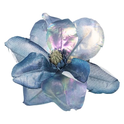 7" Iridescent Blue Artificial Magnolia Clip-On Christmas Ornament