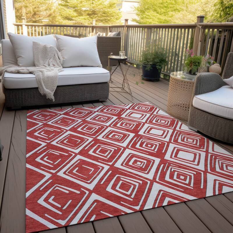 Machine Washable Indoor/ Outdoor Chantille Contemporary Diamonds Rug