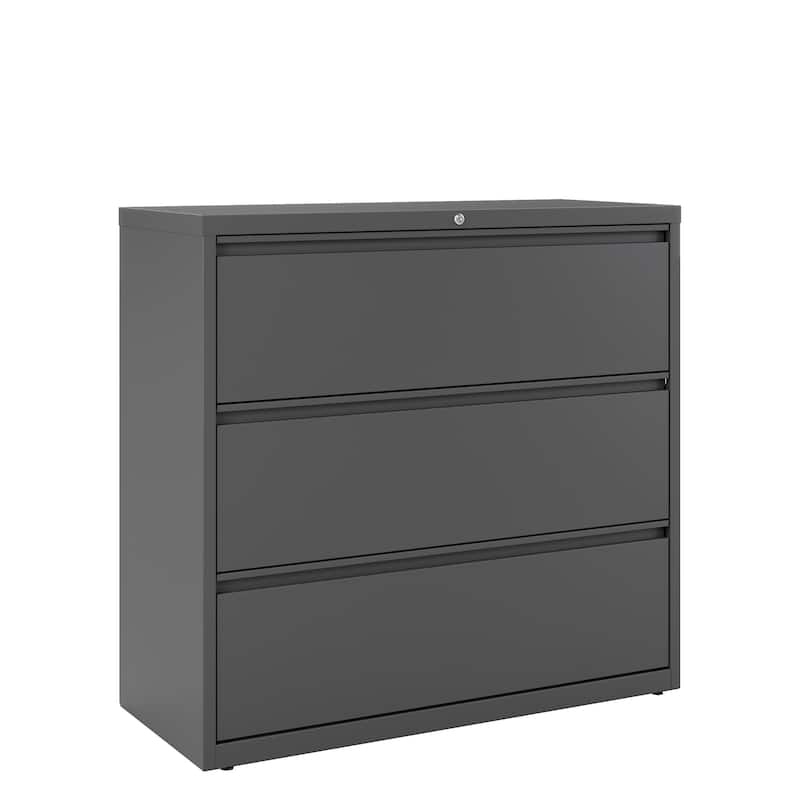 Hirsh 42-in Wide HL10000 Series 3 Drawer Lateral File Cabinet, White - Brown